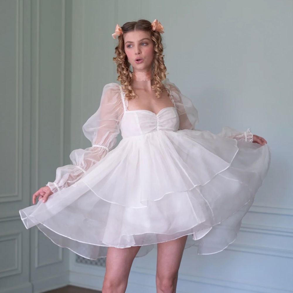 Selkie Silk Gauze Moonlight Ivory Dress Size M, NWT
